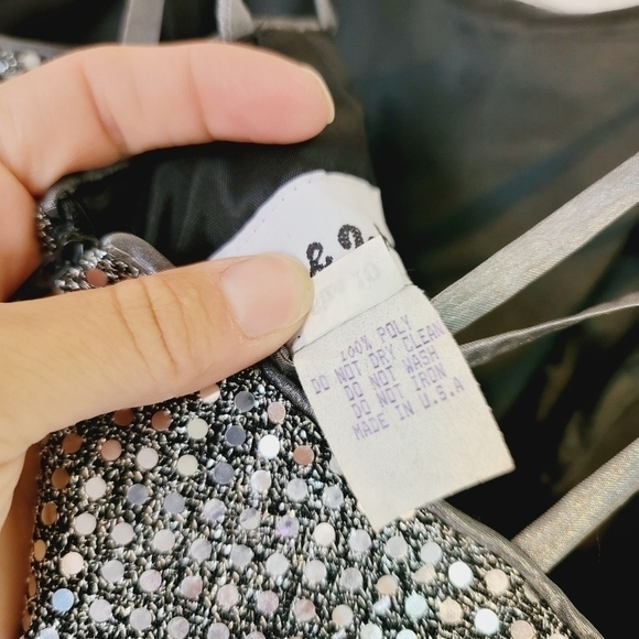 VINTAGE SILVER SEQUIN MINI DRESS SZ 10/MEDIUM - Picture 10 of 16